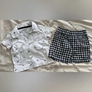 Carter’s 18 Month Zoo Animals White Polo Shirt and Checkered Shorts Set